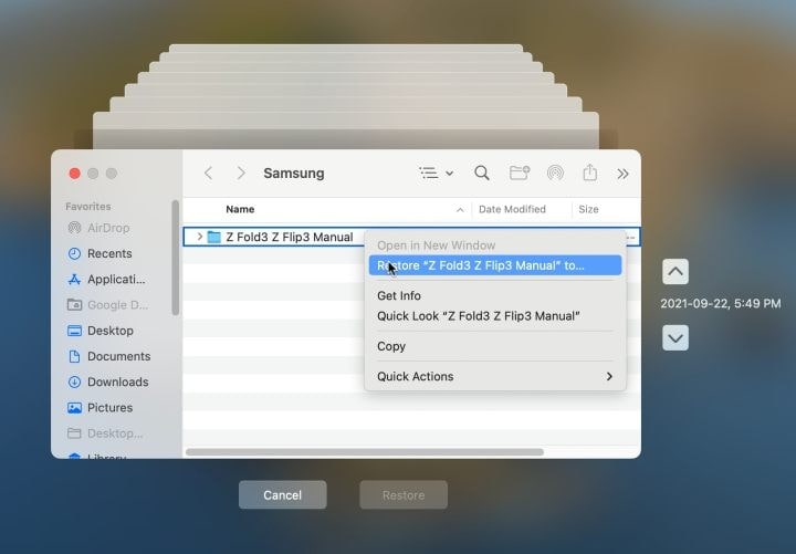 mac time machine file restore interface