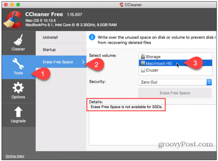 ccleaner for freeing up space on mac drive