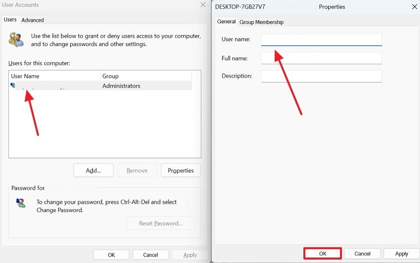 choose user change name