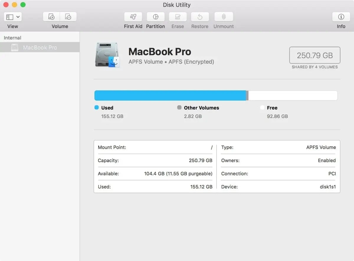 check the storage on your mac