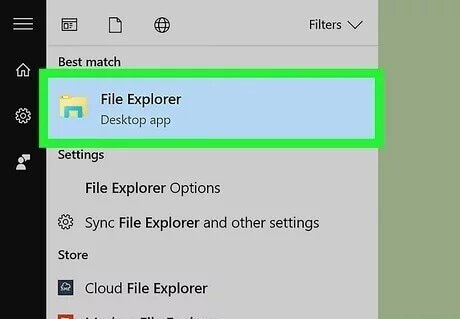 open the file explorer of the windows 10 hard drive