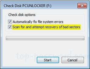 disk check options on windows
