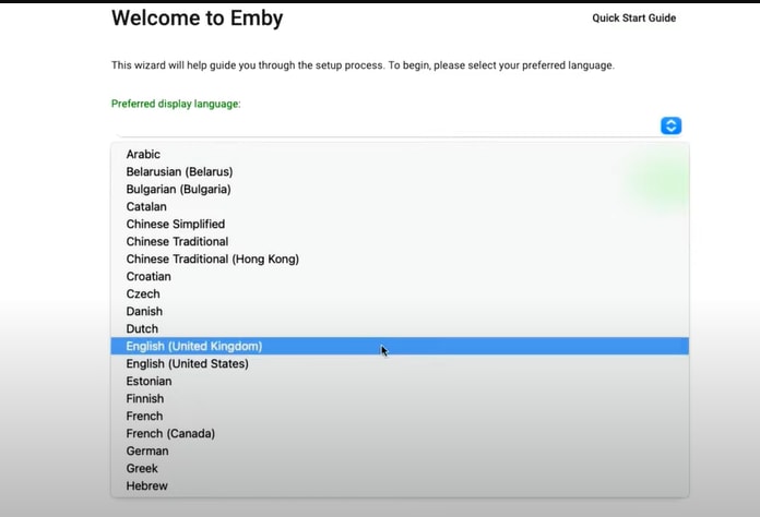 choose preferred language for emby qnap