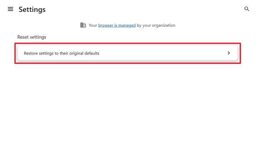 chrome original defaults reset option
