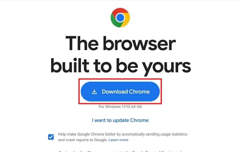 official chrome download button