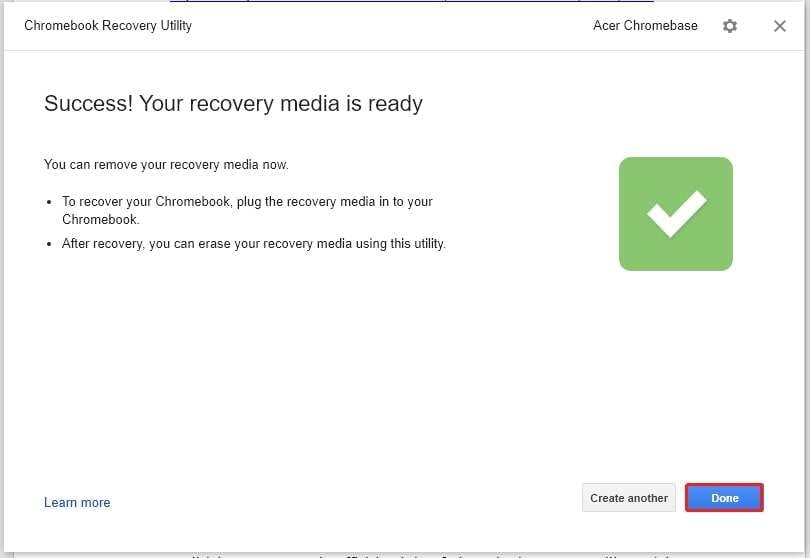 chromebook recovery utility recovery media ready 
