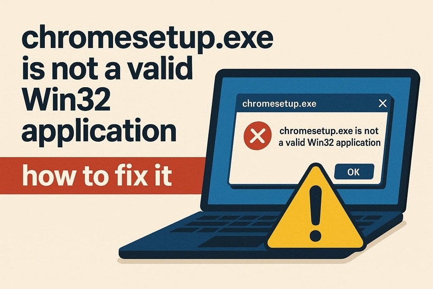 chromesetup not valid win32 application error