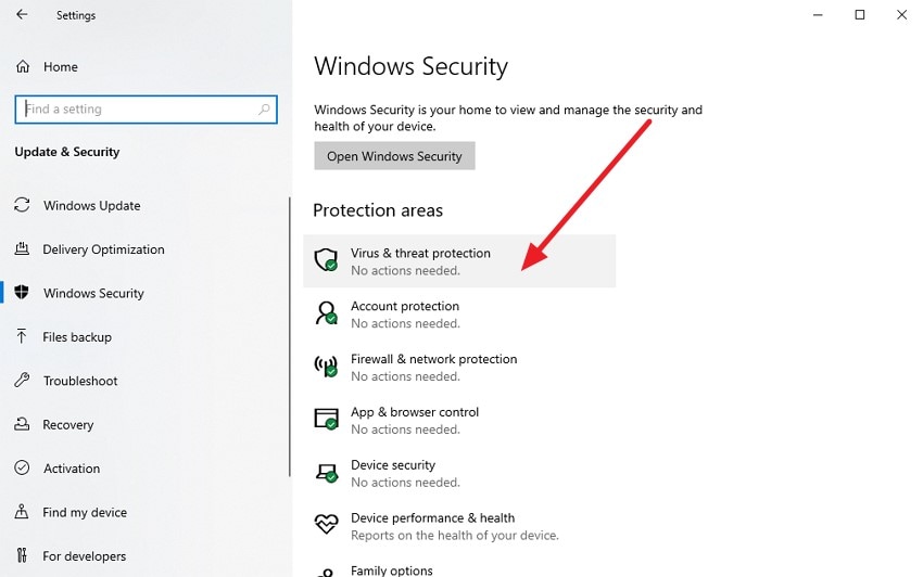 choose virus and threat protection