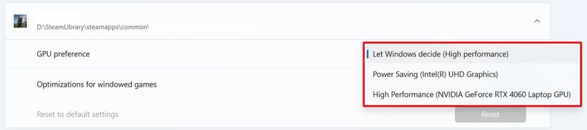 set graphic preference to high performance