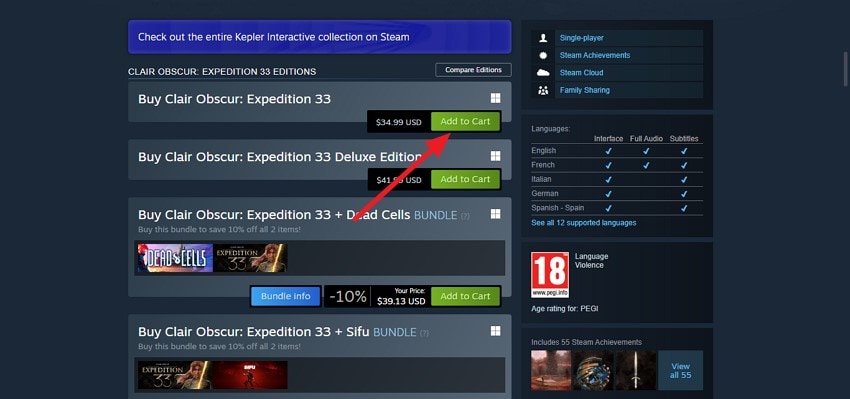 add back into steam cart