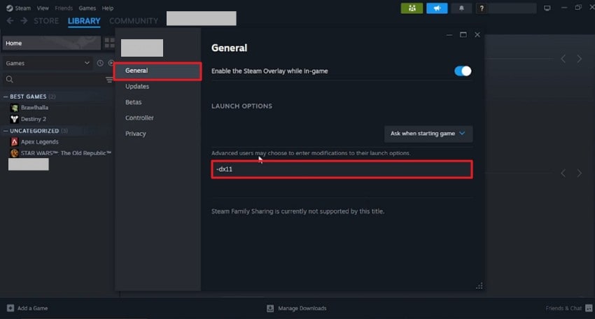 type the text in general settings
