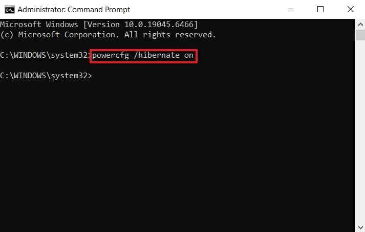 hibernate restore command execution