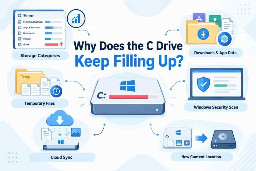 identify recurring c drive storage causes