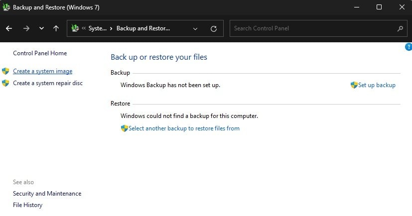 backup and restore solutions inside windows