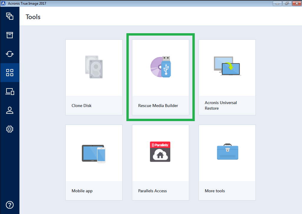 acronis true image rescue media builder