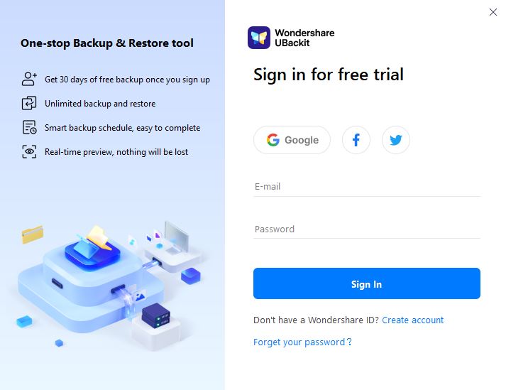 free trial activation in wondershare ubackit