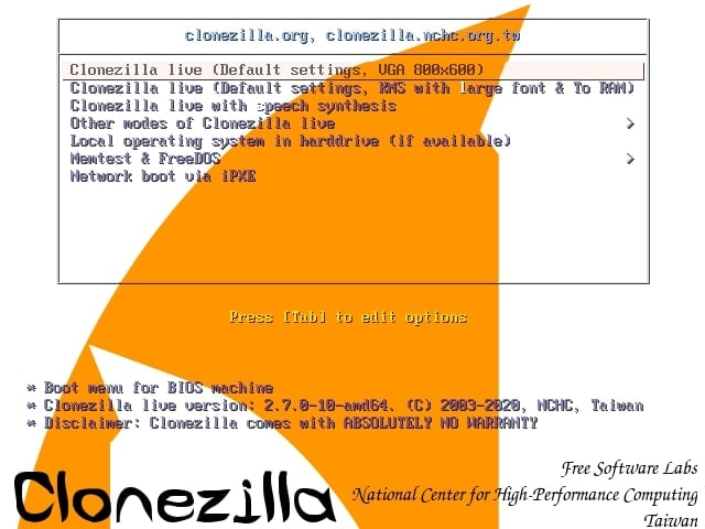 clonezilla free disk cloning software