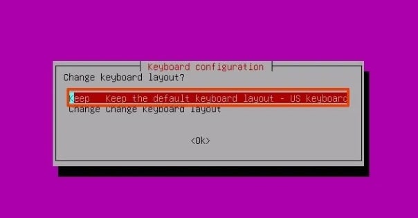 select keyboard layout in clonezilla 