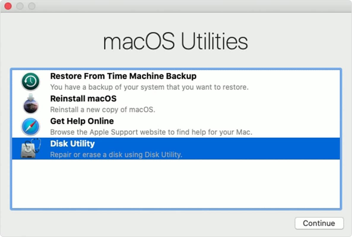 ejecutar utilidad de disco en macOS