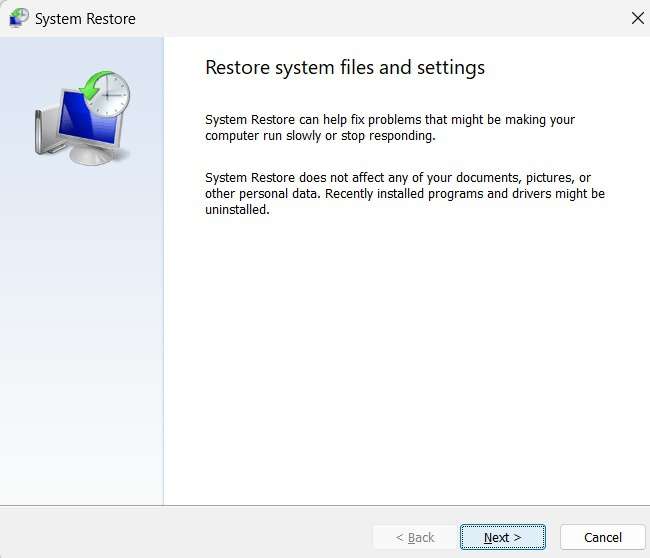confirm system restore 