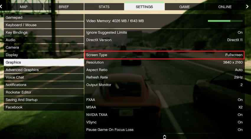 test fullscreen borderless and windowed game modes