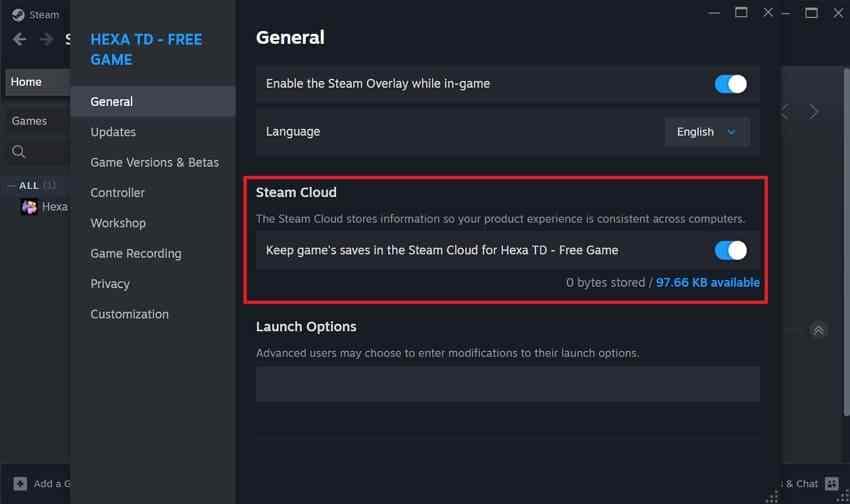 check steam cloud save sync settings