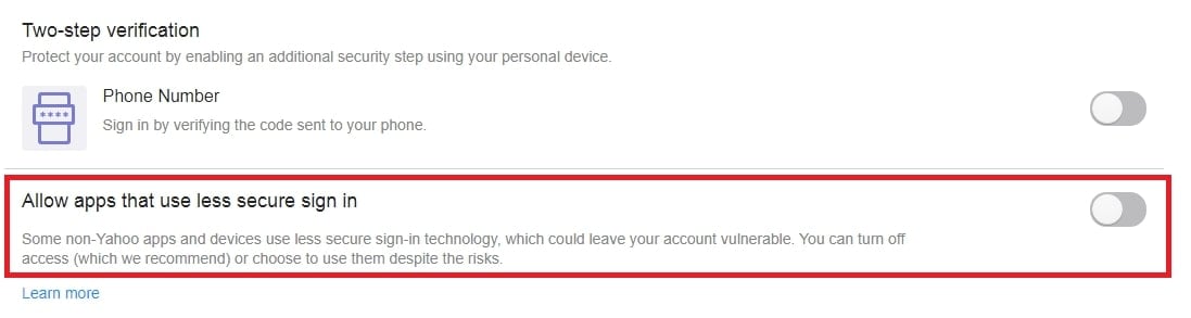 go to account security