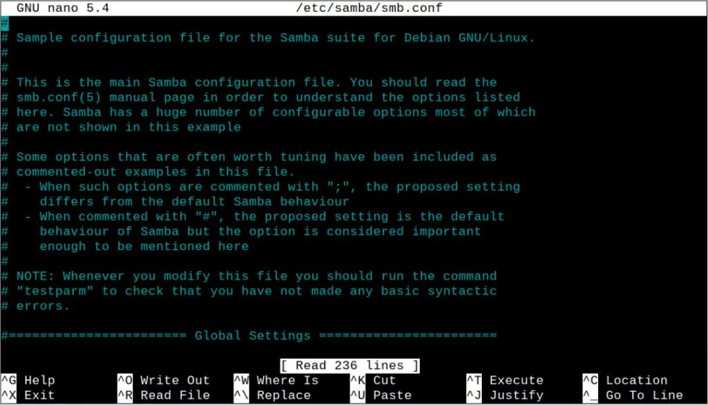 configuration samba raspberry pi paramètres de partage