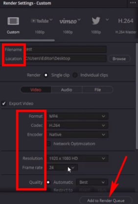 select mp4, mov, prores as output format