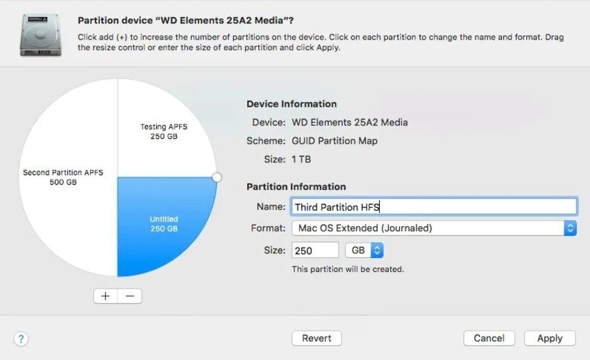 external drive with apfs and hfs partitions