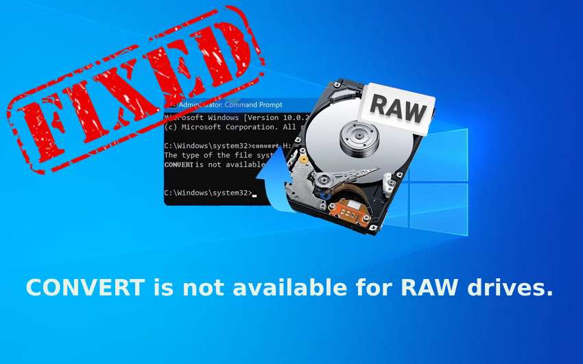 A conversão não está disponível para unidades RAW – correções comprovadas
