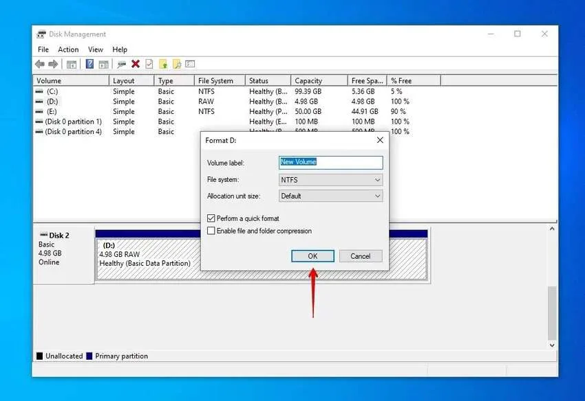 format the raw drive