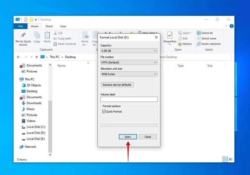 format the raw drive