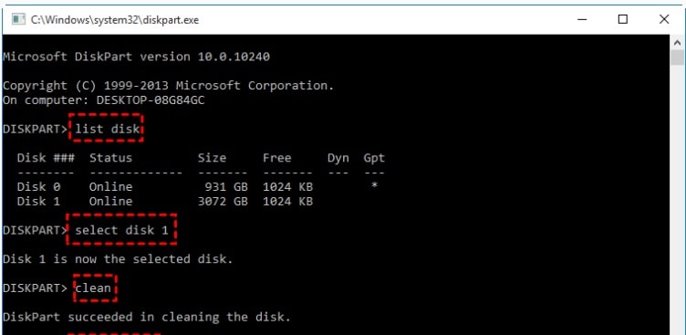 select and convert disk in cmd