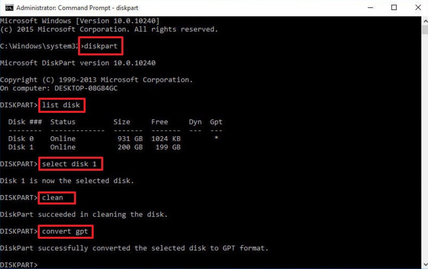enter desired commands here