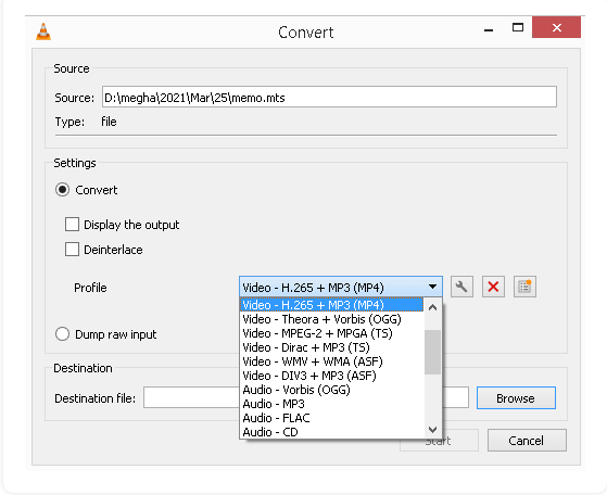 set the presets and choose mp4 as output