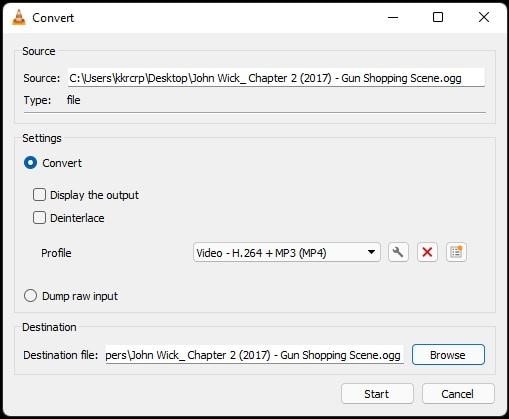 select mp4 as output format