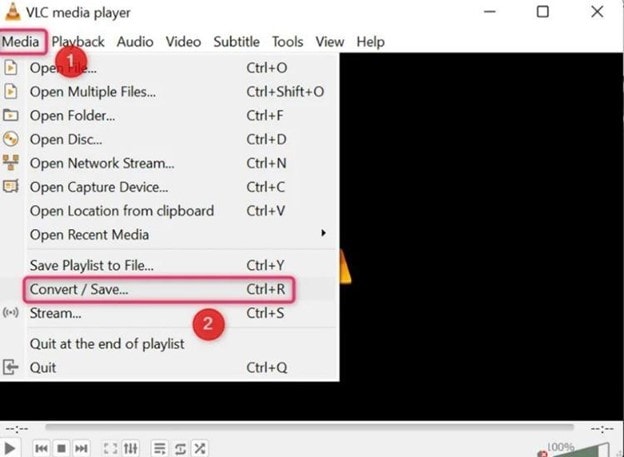 go to vlc convert/save feature