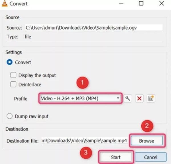 select mp4 as output format and convert ogv to mp4