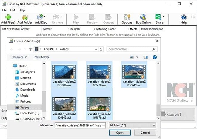 Importe os arquivos R3D para o conversor