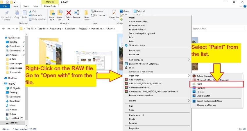 convertir archivos RAW en Windows