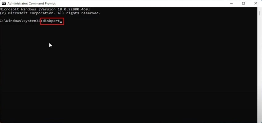 type diskpart command
