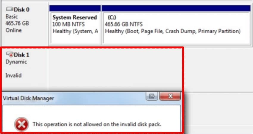 interface shows error messsage