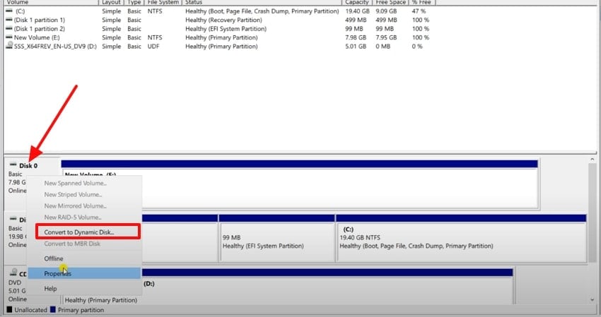 choose convert to dynamic