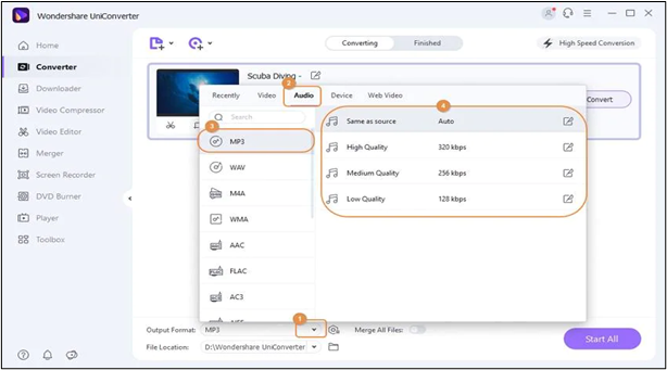 converte flac with wondershare uniconverter