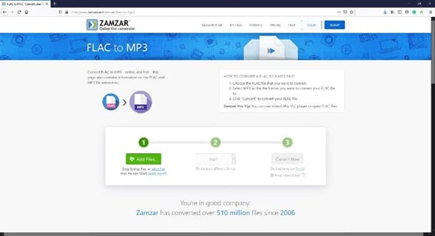 converter flac com o zamzar