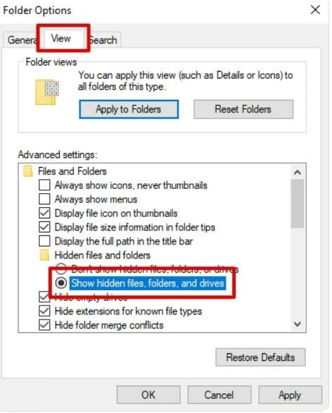 show hidden files folders and drives