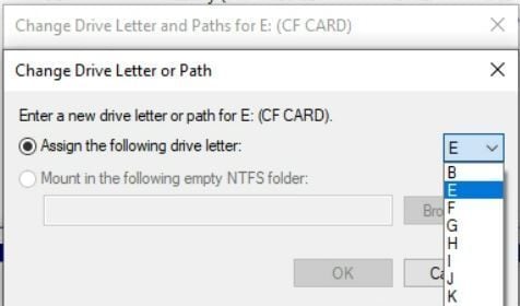 assign a drive letter to corrupted cf card