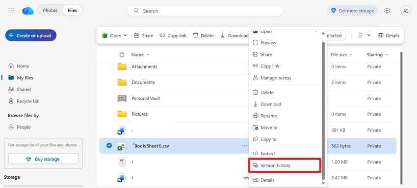 go to version history 