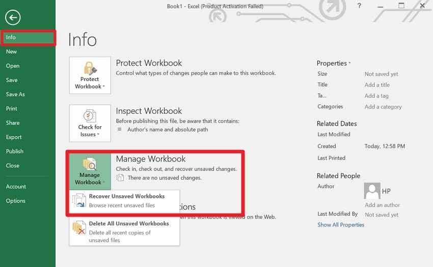 choose to recover workbooks 